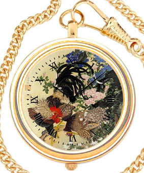 アートウォッチコレクション懐中時計|伊藤若冲 紫陽花双鶏図 ゴールドタイプ:D-26