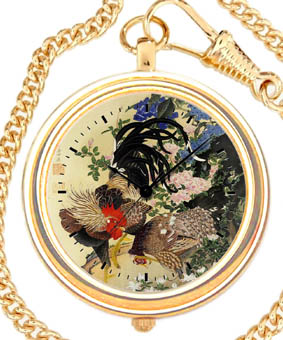 アートウォッチコレクション懐中時計|伊藤若冲 紫陽花双鶏図 ゴールドタイプ:D-6
